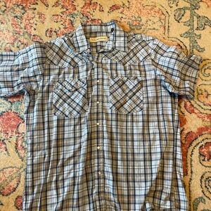Bit & Bridle Light Blue Plaid Button Down Shirt